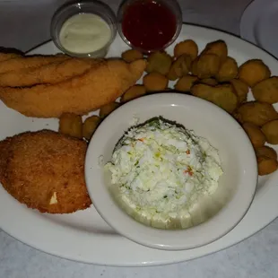 Saturday Lunch menu catfish, stuffed crab, Cole slaw, &amp; fried okra