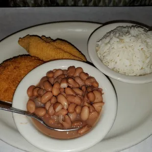 Saturday Lunch menu  catfish, stuffed crab, rice, &amp; beans