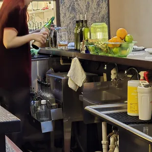 They were working hard behind the bar