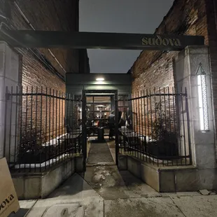 Entrance. There were a few tables outside but too cold today