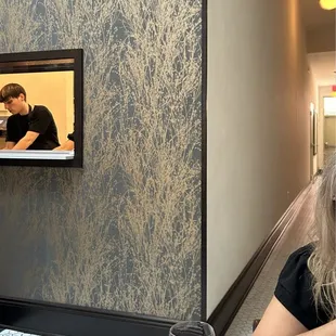 My view of the exit hallway and the kitchen pass through.