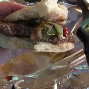 Italian sausage patty sandwich cross section