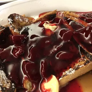 French toast with strawberry topping