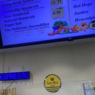 the menu and prices of the restaurant