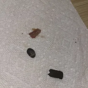 3 things that shouldn't have been in my veggie omelette, the piece of wood is the most concerning