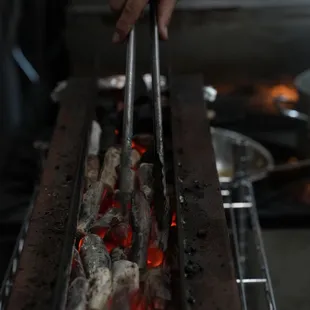 Fresh charcoals used for Yakitori