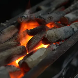 Fresh charcoals used for Yakitori