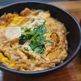 oyakodon with miso soup $11.50 The best japanese chicken egg rice in SoCal!!