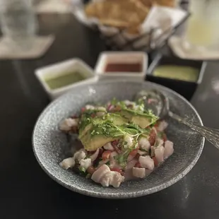 Ceviche - citrus marinated snapper with tomato relish and avocado