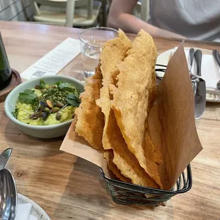 Homemade chips and best guacamole ever. I mean ever