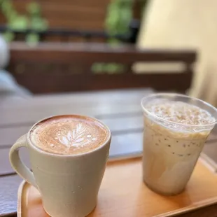 London fog and vanilla iced latte.