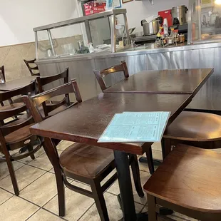 tables and chairs in a restaurant