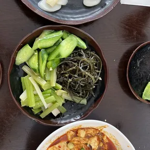a variety of dishes of food