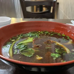 a bowl of soup on a table