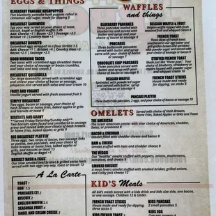 Breakfast menu