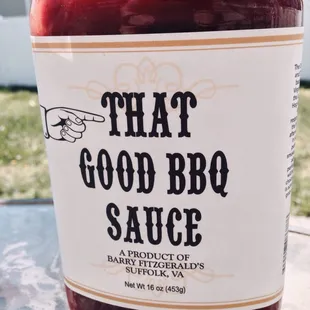 A new company here in Suffolk. Delicious BBQ Sauce...sweet with a bit of a kick. $5