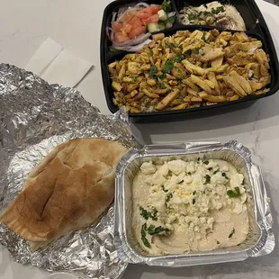 Feta Hummus and Chicken Shawarma Plate