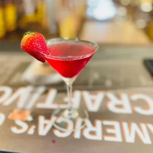 a strawberry martini