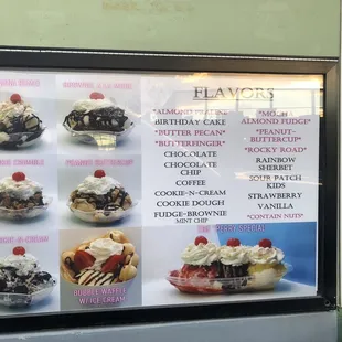 Ice Cream Menu