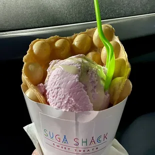 Bubble waffle with ice cream