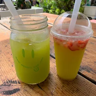 Lemon and strawberry cane juice