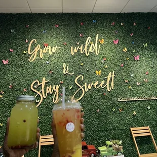 Sugah Daddeh drink (with mango substitute) &amp; pomegranate in jar!