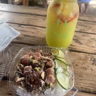 The juice in background is the sugah daddy special with pineapple strawberry and lemon !!!