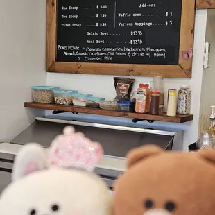 Gelato and sorbet menu