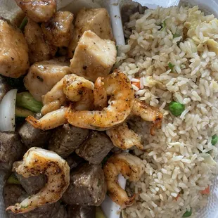 Chicken, Steak and Shrimp hibachi