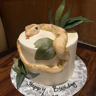 a cake with a snake on it