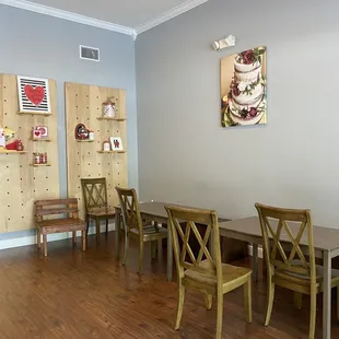 tables and chairs in a restaurant