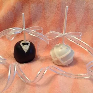 two wedding cake pops