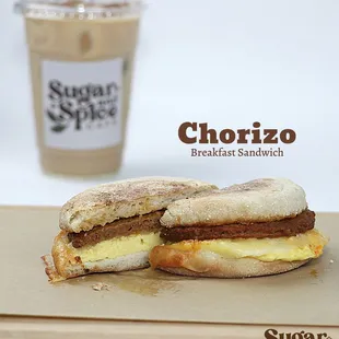 a breakfast sandwich on a cutting board