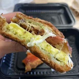 BREAKFAST SANDWICH was ok, but croissant was burnt when they toasted to melt the cheese