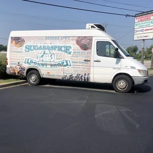 a van parked on the side of the road