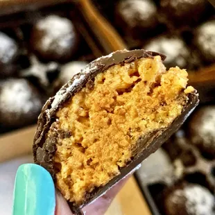 Take a peek inside these crazy good peanut butter balls!