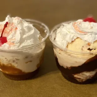 Our two small sundaes at home. Let's eat!
