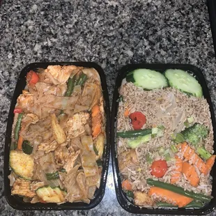 Pad Si-Ew and Vegetable Fried Rice