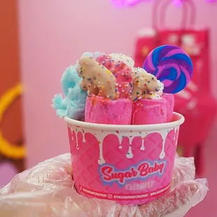 Cotton Candy Rolled Ice Cream