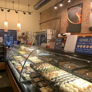 a variety of pastries on display