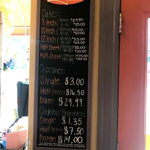 Bakery Menu
