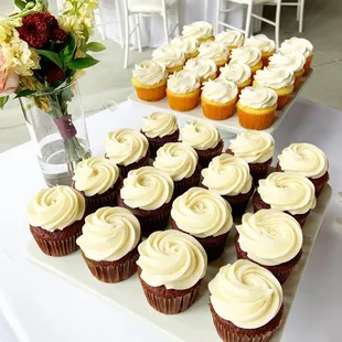 a display of cupcakes