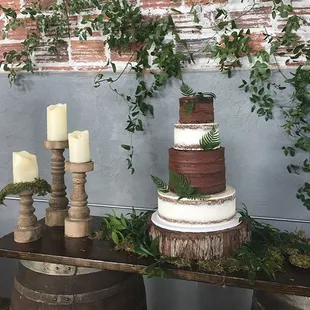 Semi-naked cake with mocha chocolate and buttercream