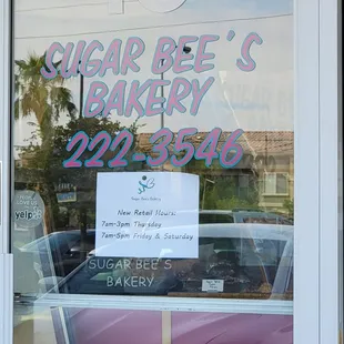 a sign in the window