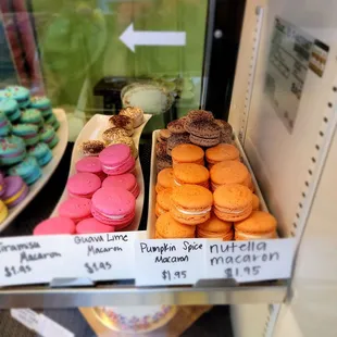 a display of macarons