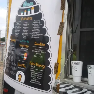 Side view of the menu..there were other customers looking it I would've gotten a better shot