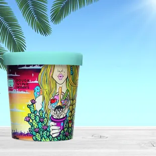 a cup with a picture of a woman on it