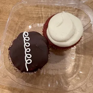 Hostess cupcake and red velvet cupcake