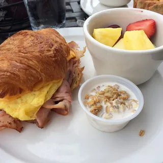 Ham and Cheese Croissant Breakfast