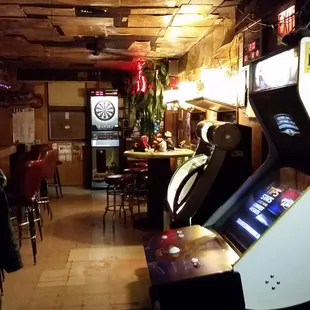 Bowling game, awesome jukebox and darts.